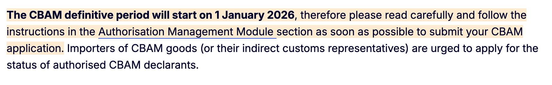 Authorisation timeline